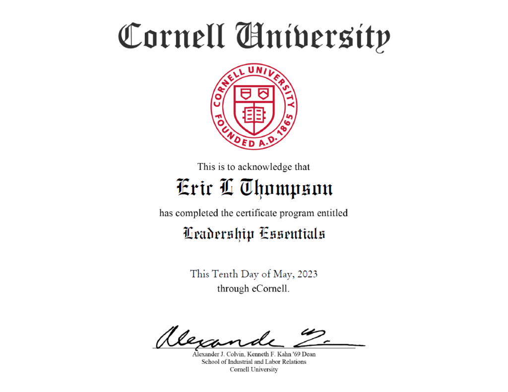 eCornell Certification Leadership Essentials